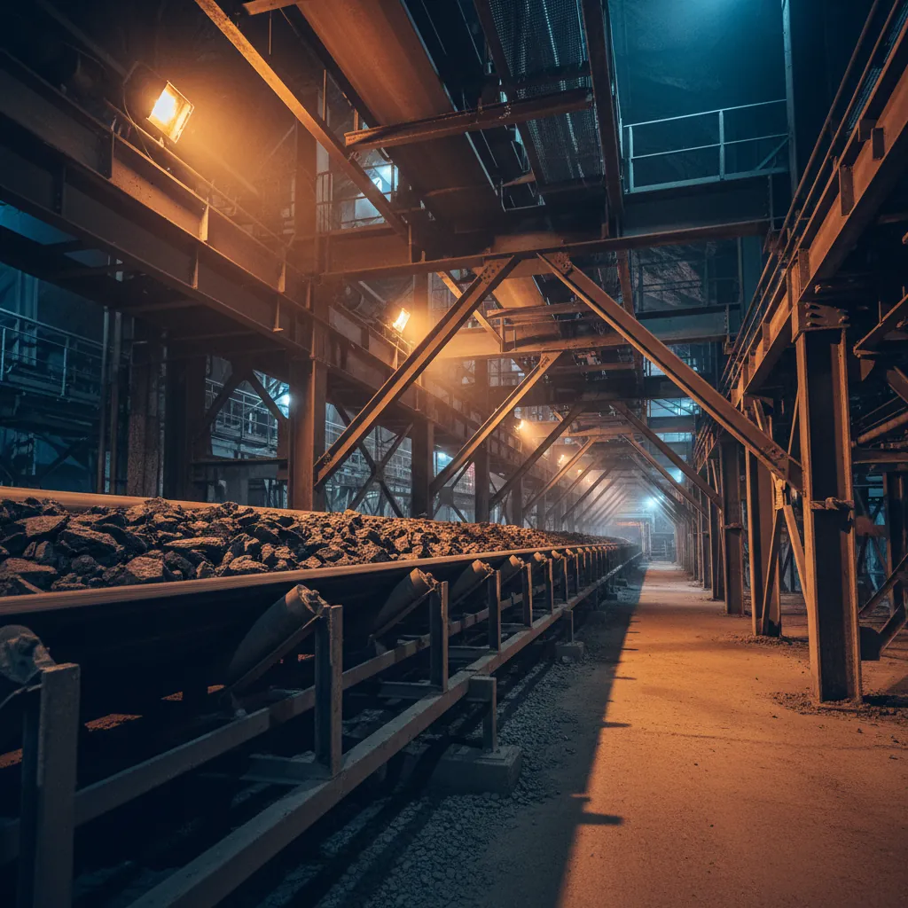 Underground mining conveyor in operation