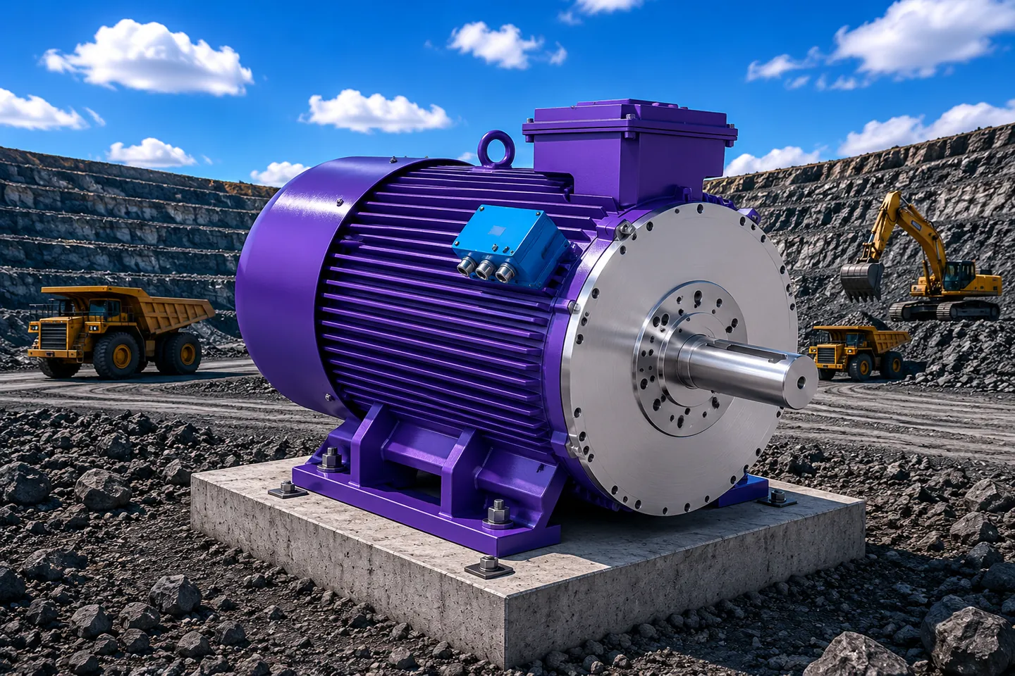 Large-frame permanent magnet motor for mining duty